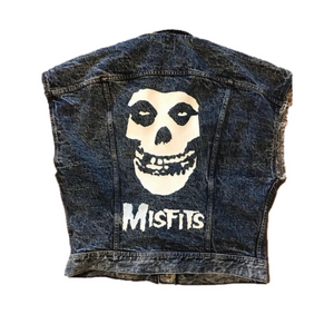 VTG Lee Custom Throwback Denim Misfits Vest XL Punk Rockstar glows In The Dark